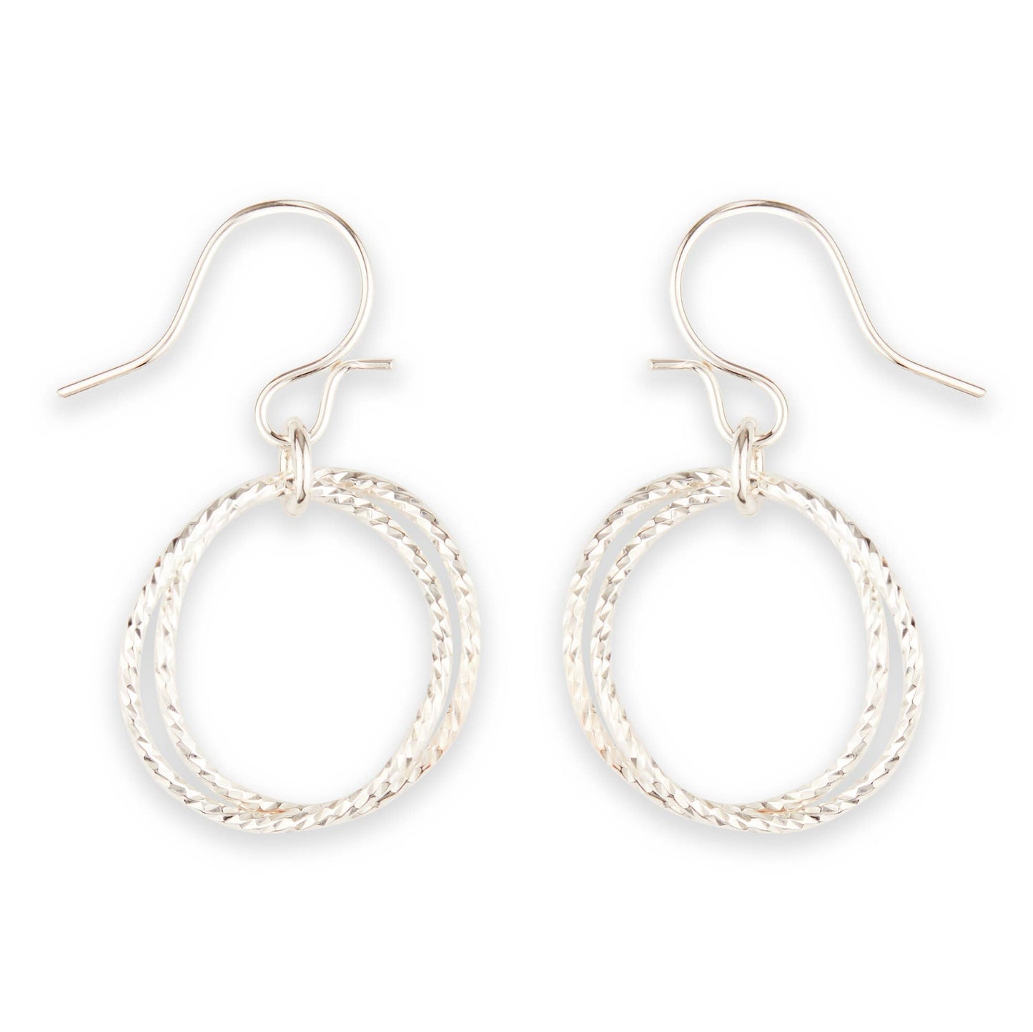 Diamond Cut Twin Link Dangle Earring