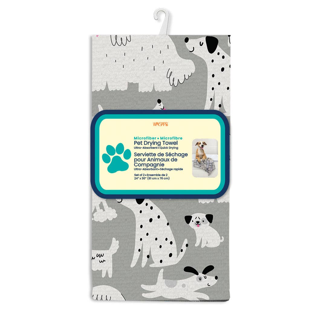 Gray & Black Dogs Microfiber Drying Towel