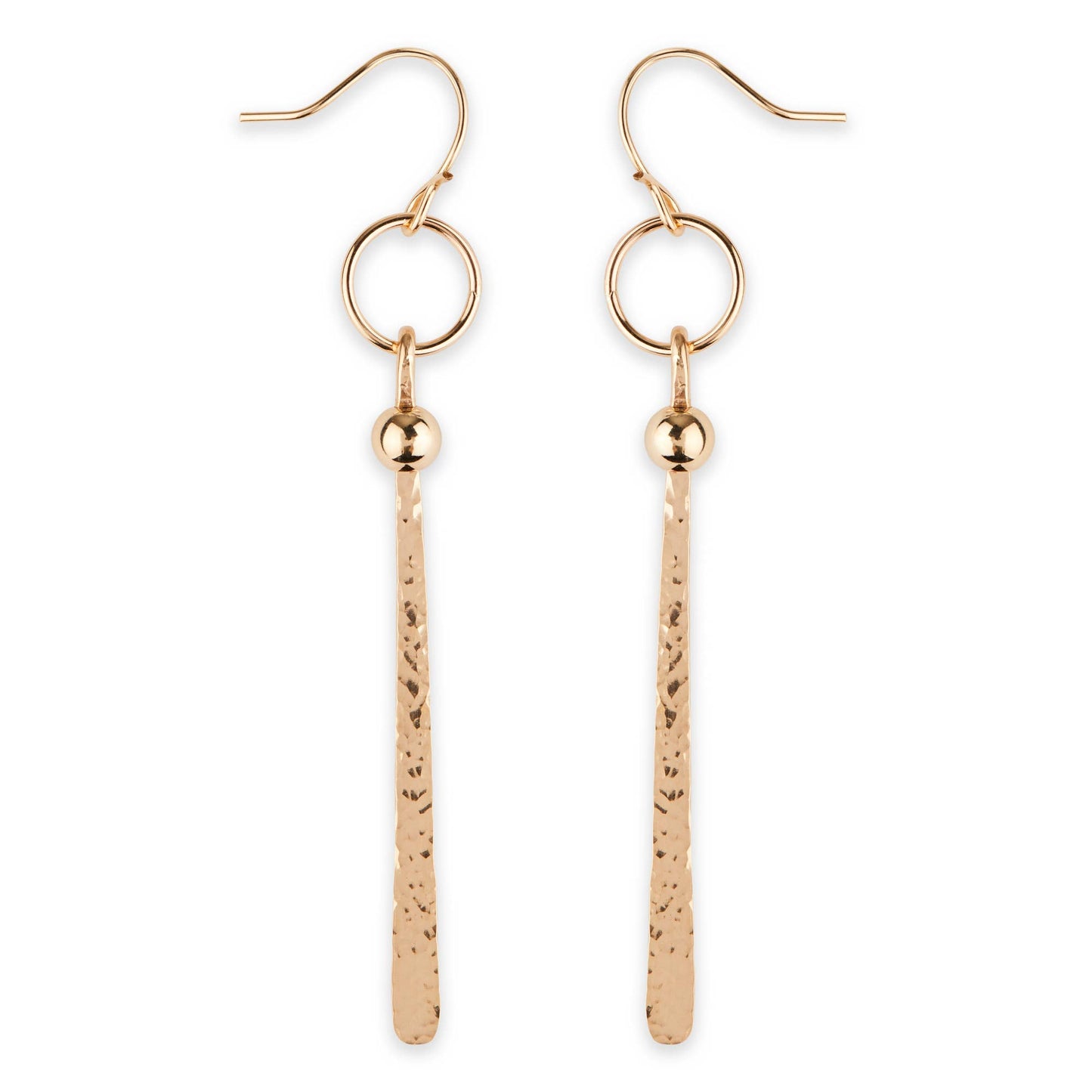 Hammered Paddle with Bead Dangle Earring