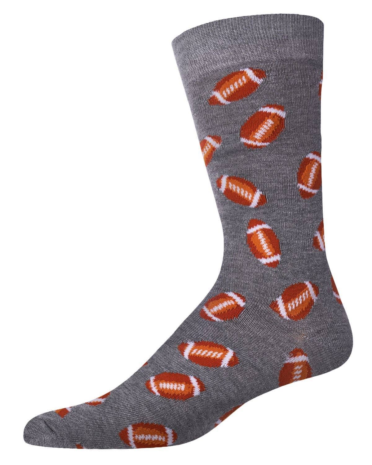 MeMoi Football Bamboo Blend Men's Crew Socks