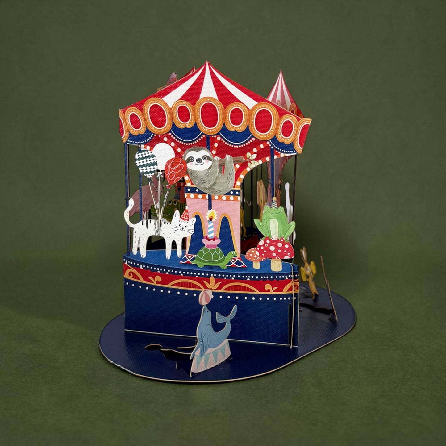 Carousel Animals Message in a Bottle Card