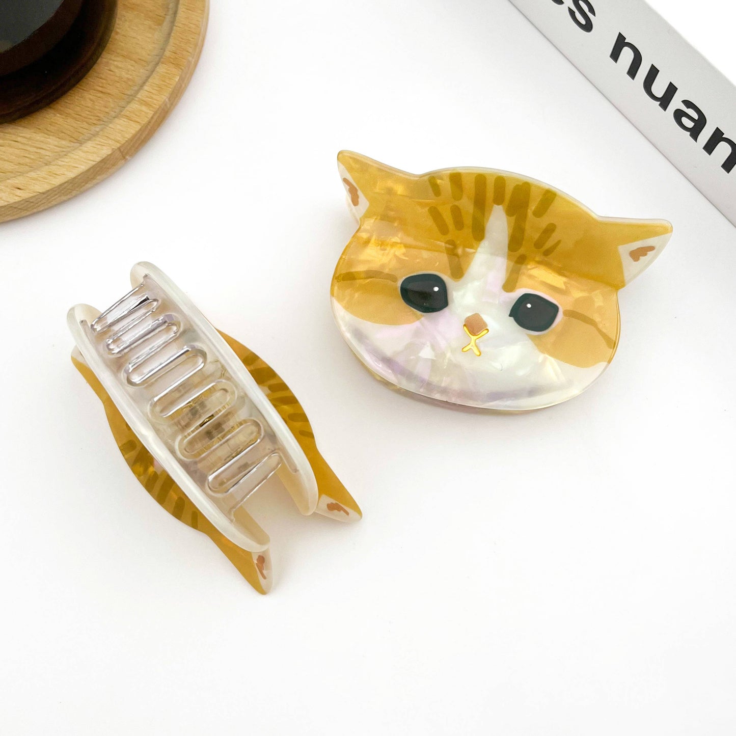Cat Head Acetate Claw Clip Hair Clip