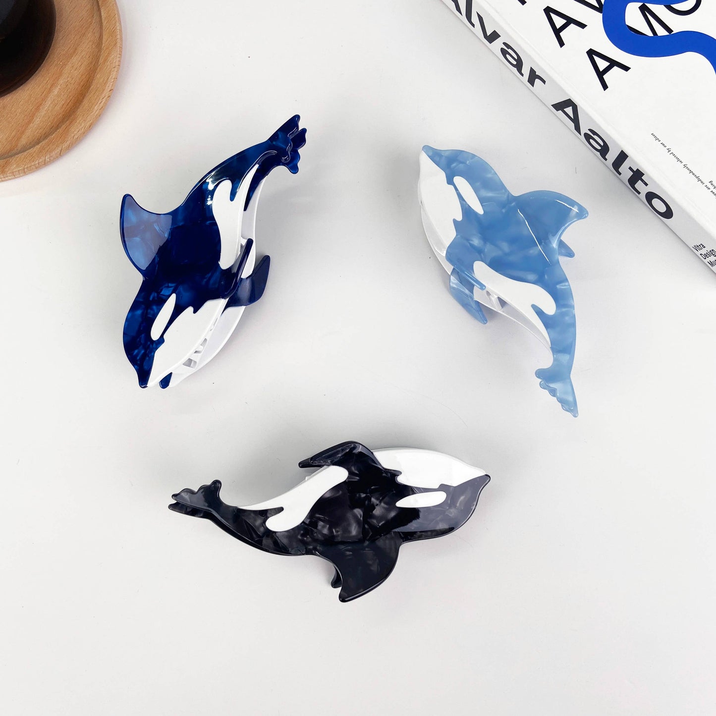 Orca Hair Clips, Marine Life Acetate Claw Clip