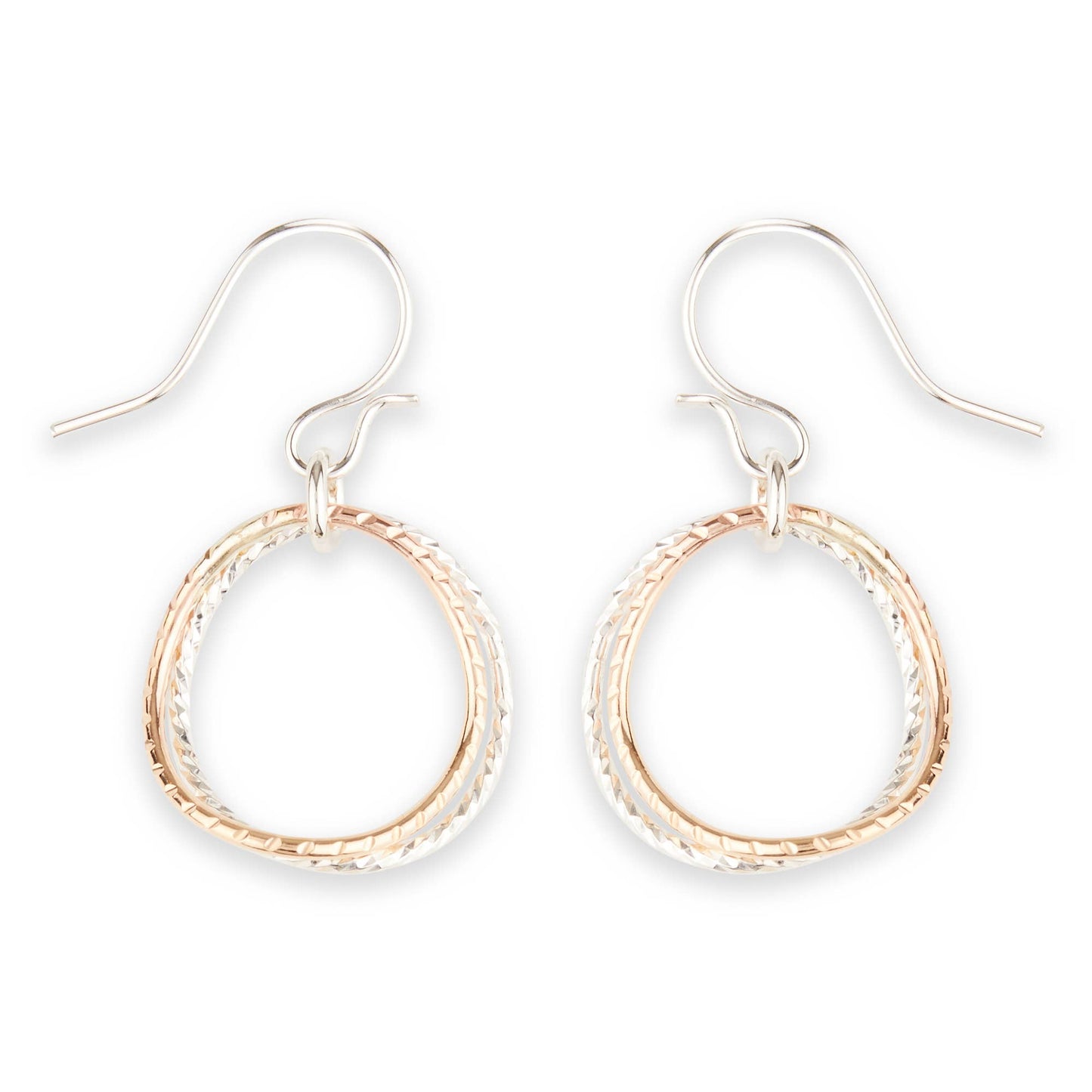 Diamond Cut Twin Link Dangle Earring