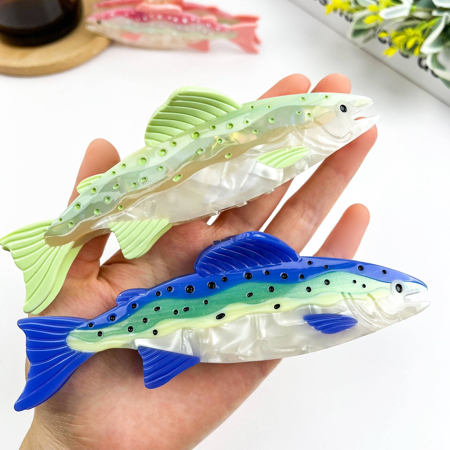 Salmon Acetate Hair Claw Clip, Fish-Shaped Claw Clip