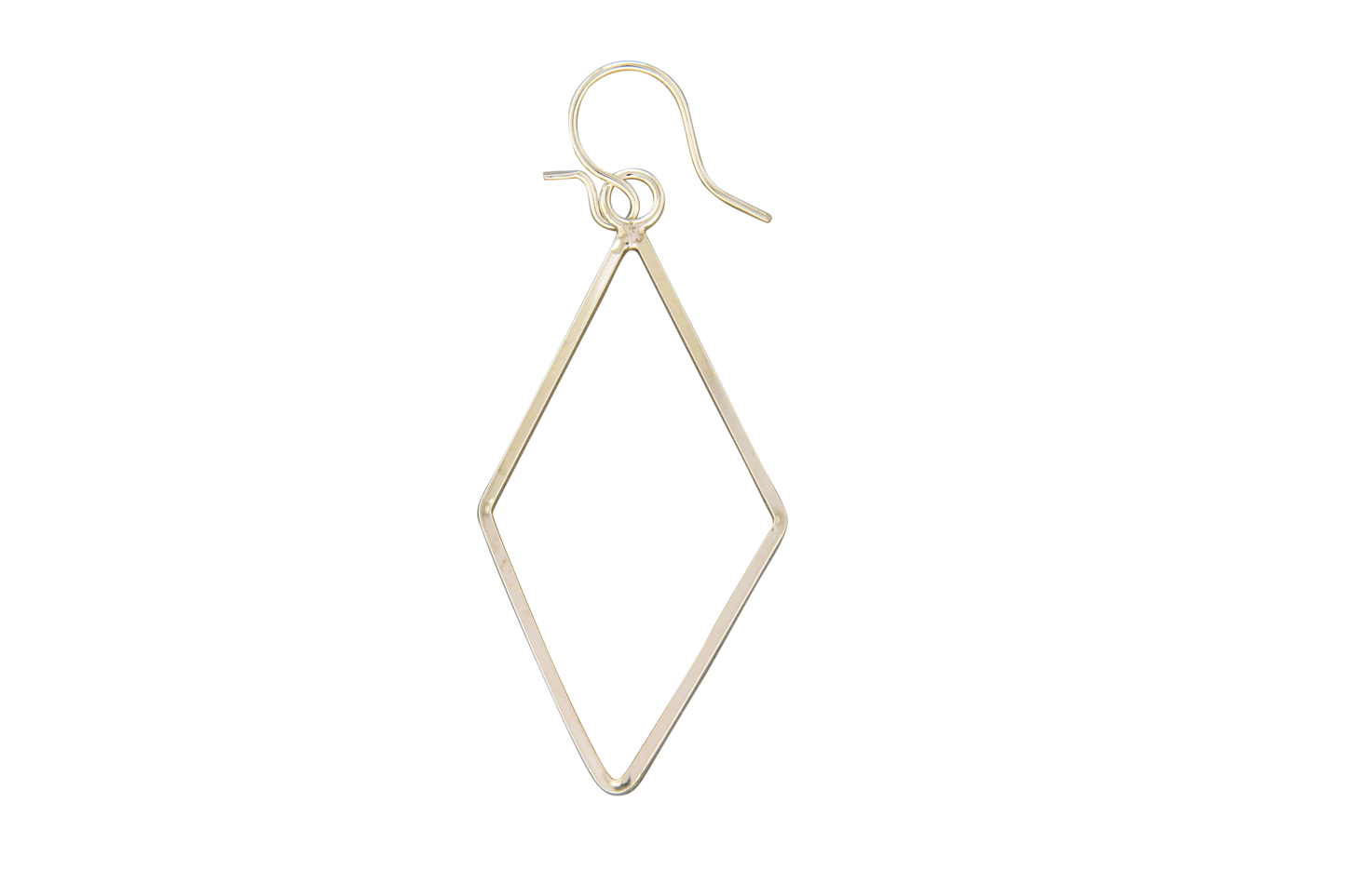 Fancy Hammered Elongated Diamond Square Wire Earring