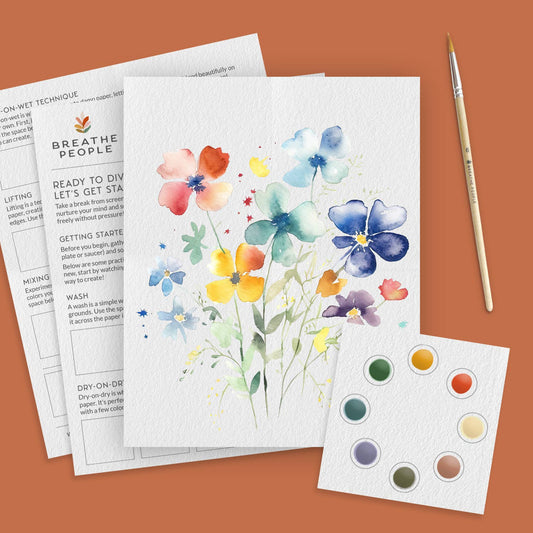 All-In-One Beginner Watercolor Paint Set - Summer Flowers