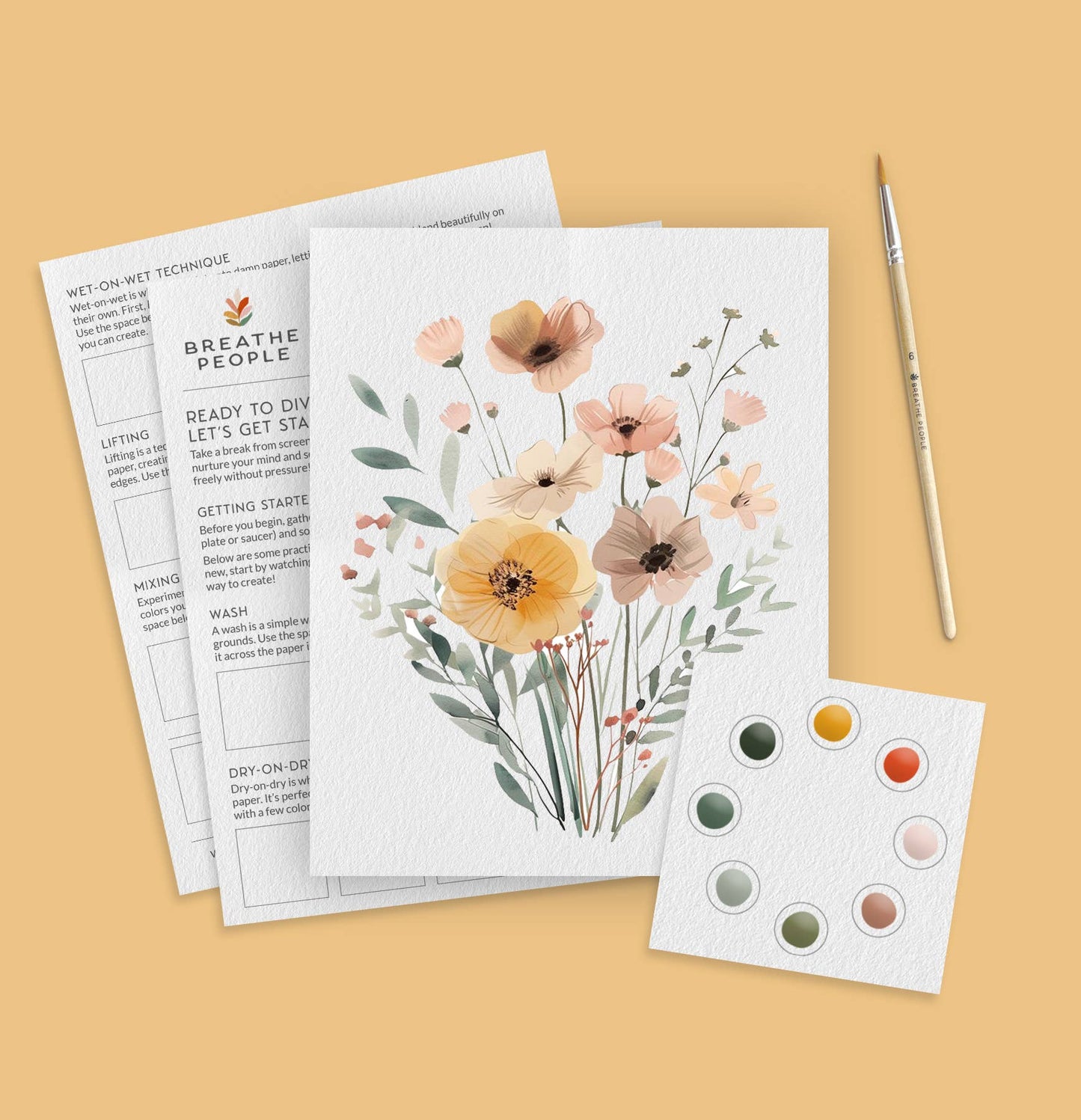 All-In-One Beginner Watercolor Paint Set - Wildflowers
