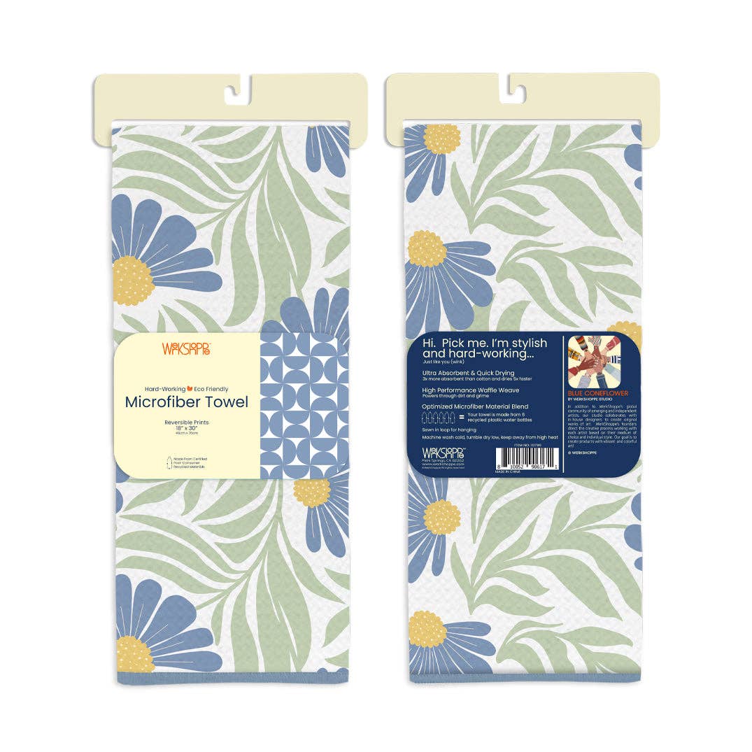 Blue Coneflower Microfiber Kitchen Towel,
