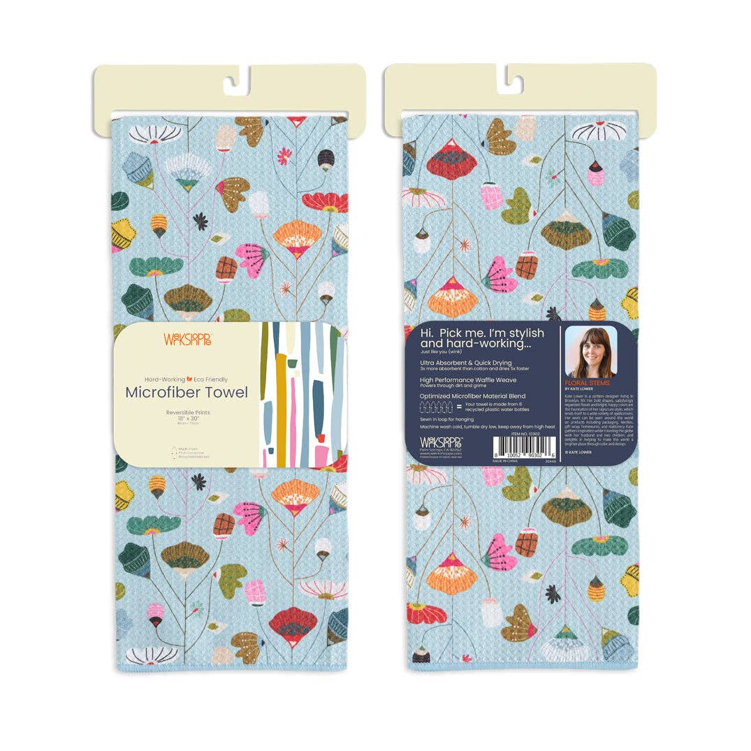 Floral Stems Microfiber Kitchen Towel