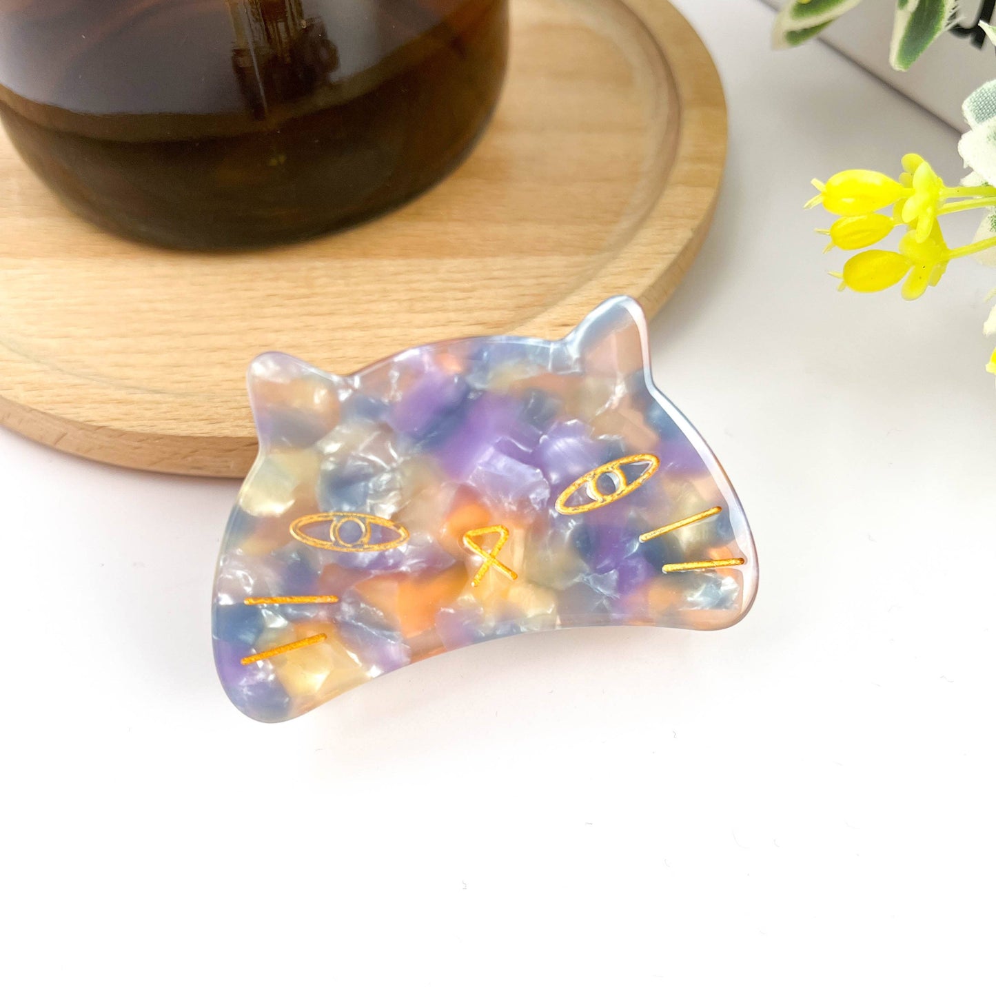 Cute Cat Hair Clip, Acetate Animal Claw Clip