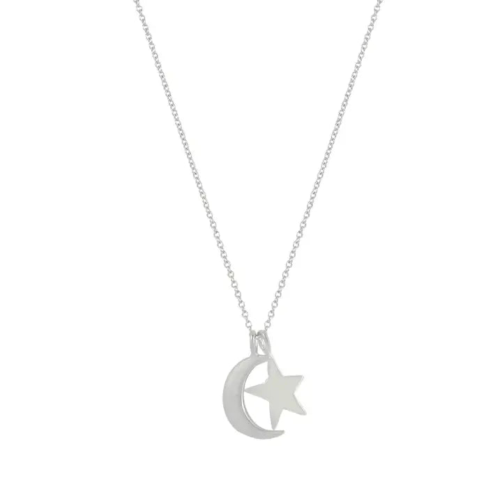 Mixed metal star & Moon neck