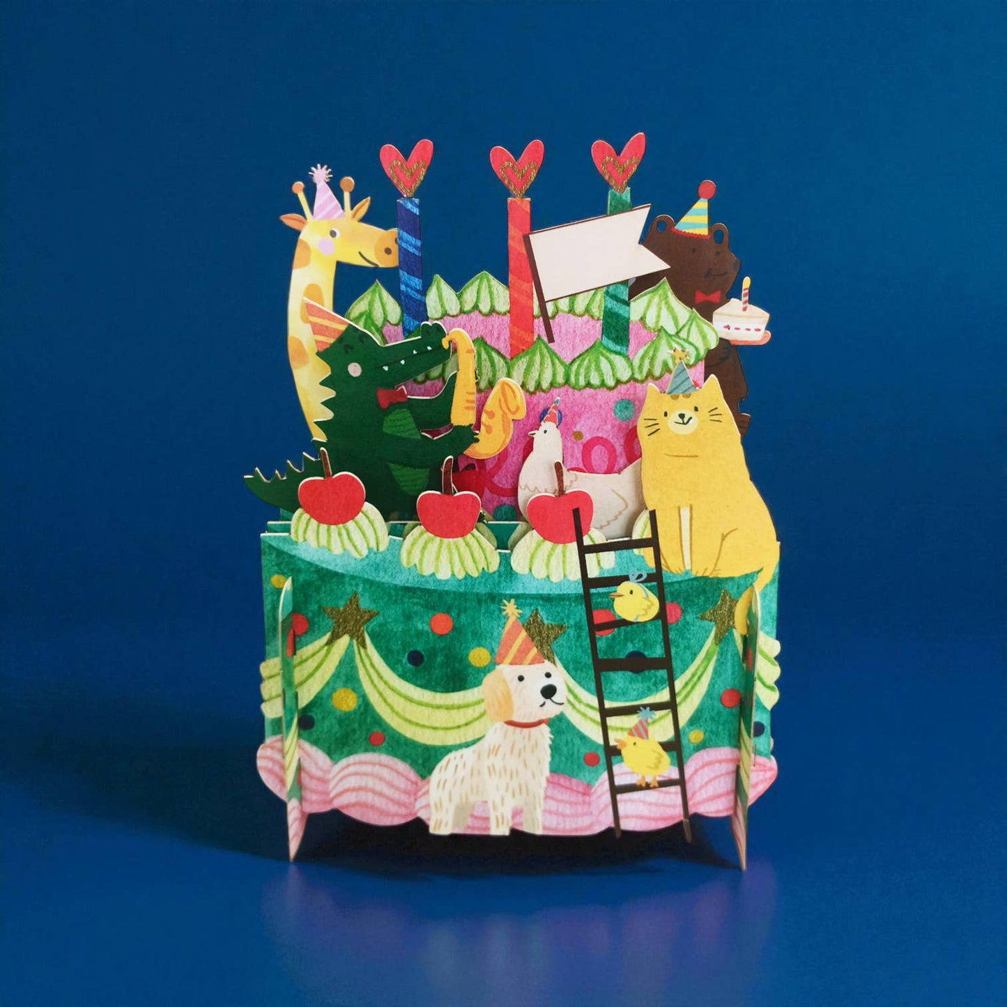Children's Animal Cake 3D Message in Bottle Card