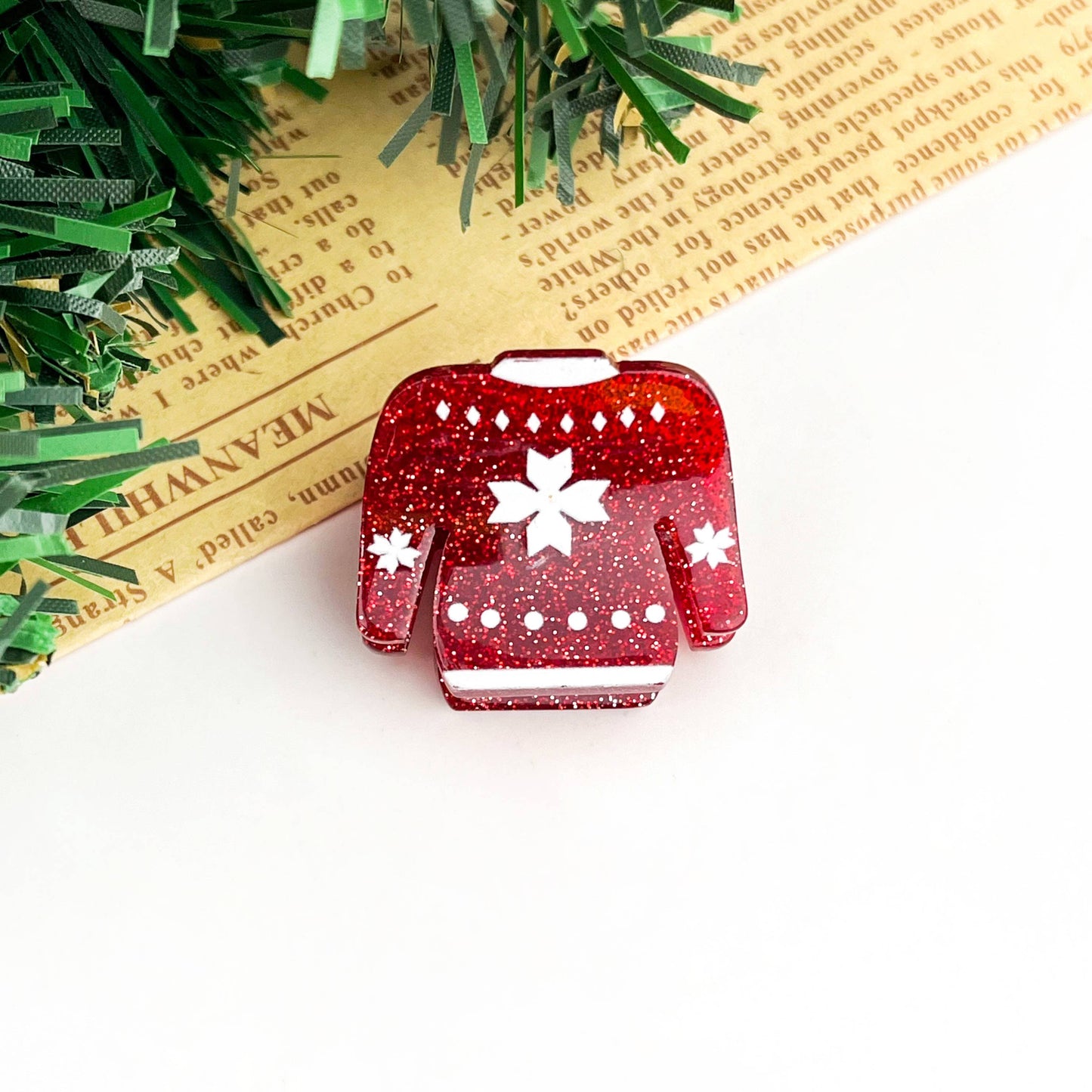 Christmas Glitter Mini Hair Claw Clip