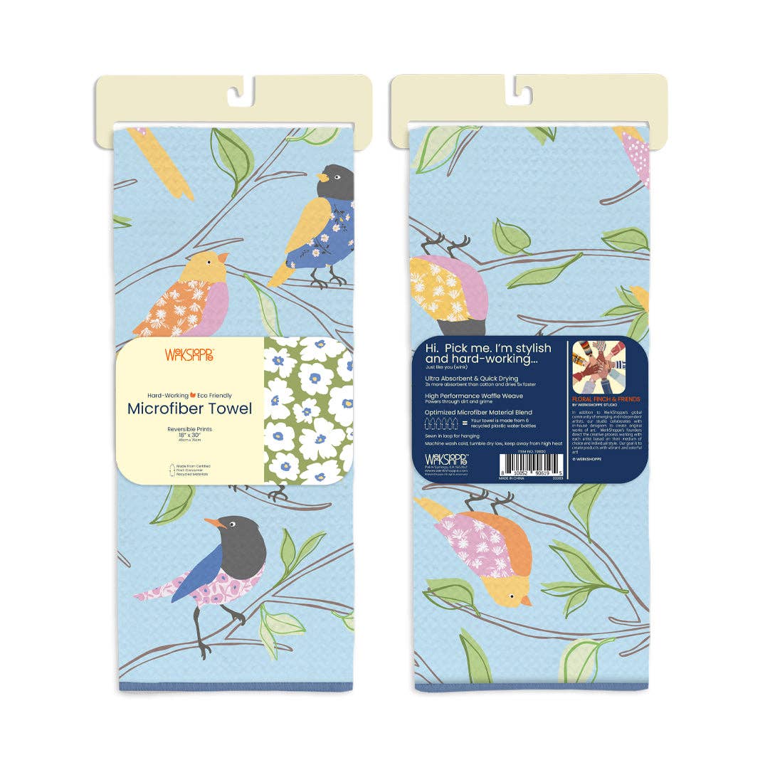 Floral Finch Microfiber Towel