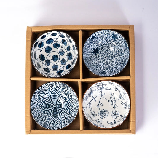 Blue & White Rice Bowl Set of 4